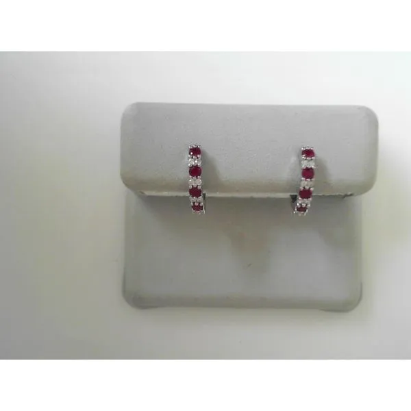 Diamond Ruby Earrings in 14K White Gold Tennies Jewelry Appleton, WI