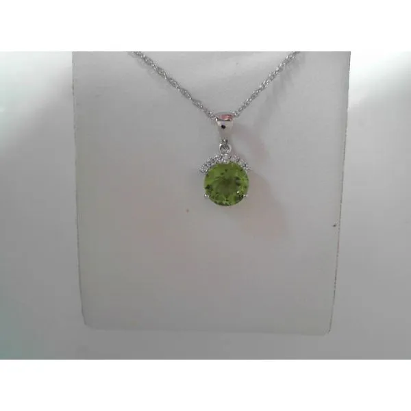 14K White Gold Peridot Diamond Pendant Tennies Jewelry Appleton, WI