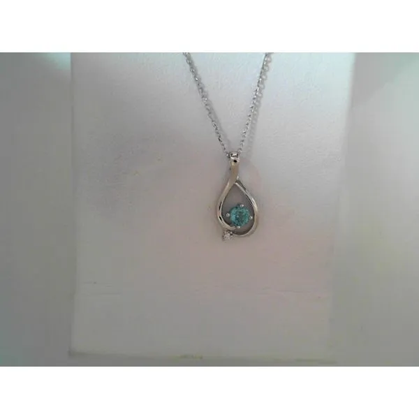 Blue Zircon and Diamond Pendant in 14K White Gold Tennies Jewelry Appleton, WI