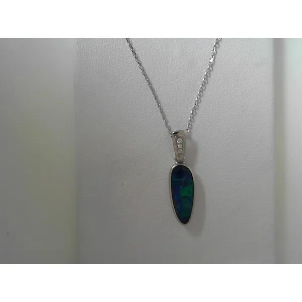 Opal and Diamond Pendant in 14K White Gold Tennies Jewelry Appleton, WI