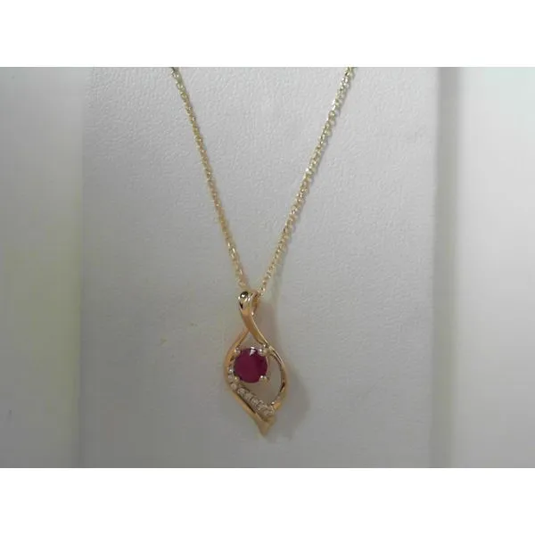 Ruby and Diamond Pendant in 14K Yellow Gold Tennies Jewelry Appleton, WI