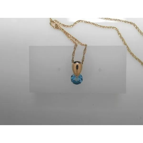 Yellow Gold Blue Topaz Pendant Tennies Jewelry Appleton, WI