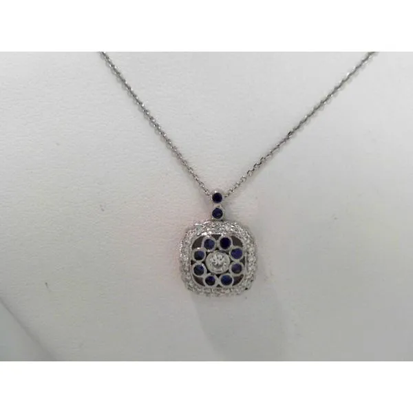 White 18 Karat Cluster Pendant with Sapphires Tennies Jewelry Appleton, WI