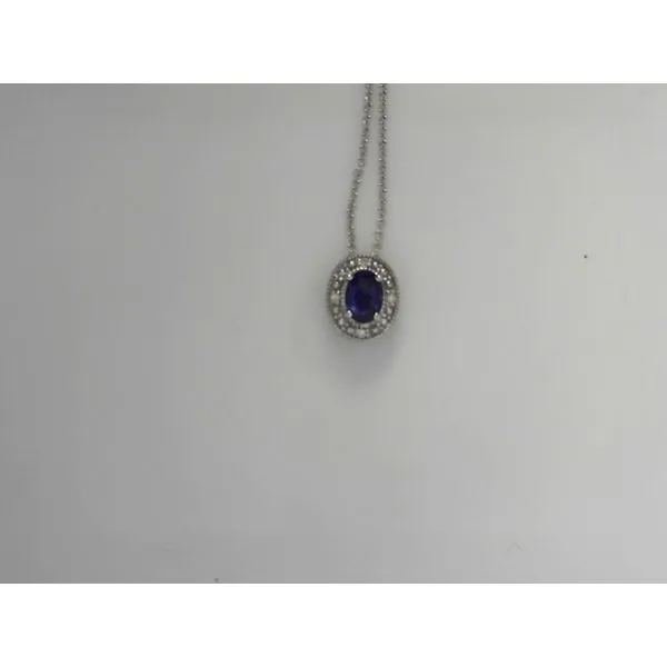 Sapphire Diamond Halo Necklace in 14K White Gold Tennies Jewelry Appleton, WI
