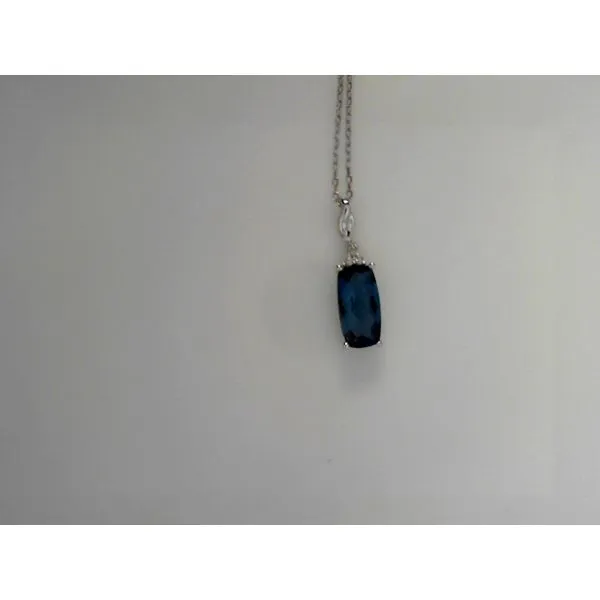 London Blue Topaz Diamond Necklace in 14K White Gold Tennies Jewelry Appleton, WI
