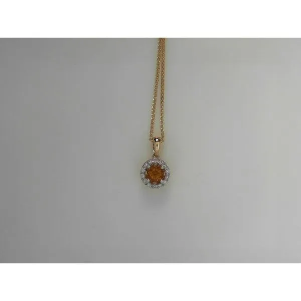 Citrine Diamond Halo Necklace in 14K Yellow Gold Tennies Jewelry Appleton, WI