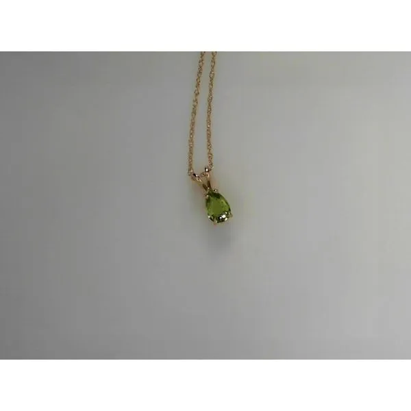 Pear Cut Peridot Necklace in 14K Yellow Gold Tennies Jewelry Appleton, WI