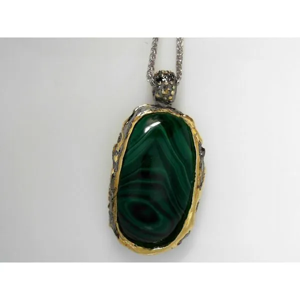 Malachite Pendant Necklace in Sterling Silver Tennies Jewelry Appleton, WI