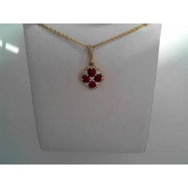 Diamond and Ruby 14K Yellow Gold Necklace Tennies Jewelry Appleton, WI