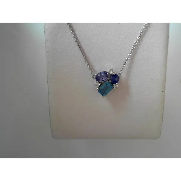 14K White Gold Sapphire and Blue Topaz Necklace Tennies Jewelry Appleton, WI