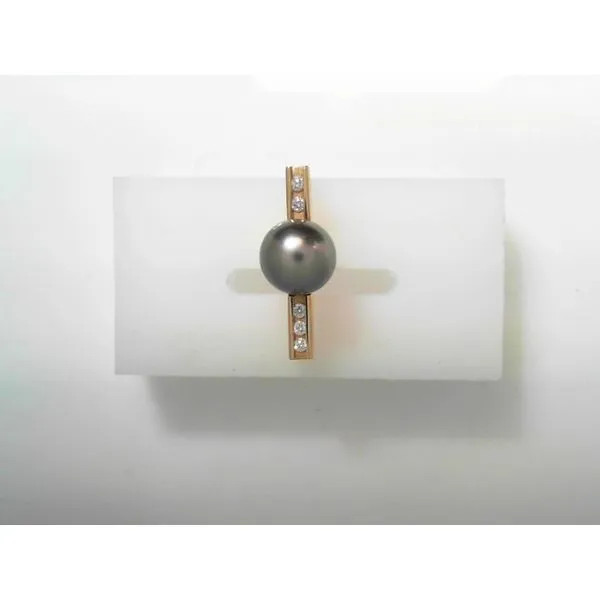 Diamond and Tahitian Black Pearl Necklace in 14K Yellow Gold Tennies Jewelry Appleton, WI