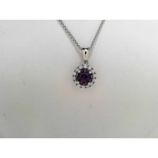 14K White Gold Round Amethyst and Diamond Necklace Tennies Jewelry Appleton, WI