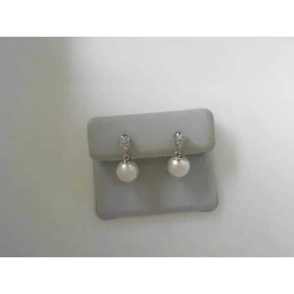 14K White Gold Diamond Pearl Earrings Tennies Jewelry Appleton, WI