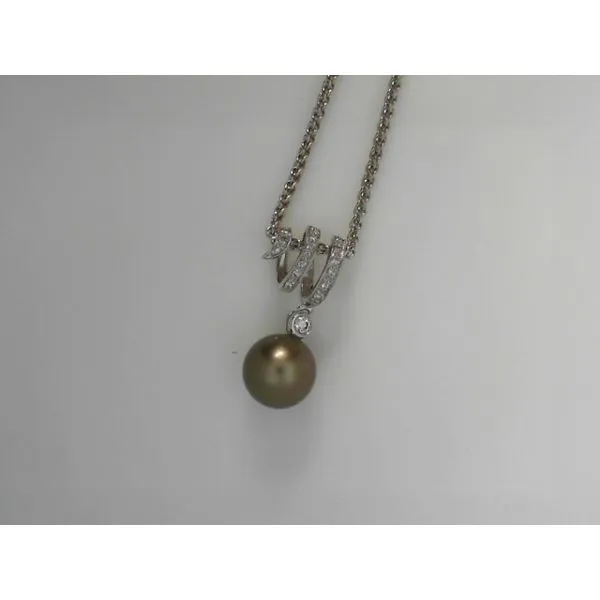 Chocolate Pearl Diamond Necklace in 14K White Gold Tennies Jewelry Appleton, WI