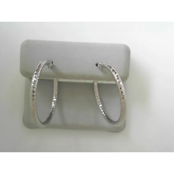 White 14 Karat Diamond Cut Hoop Earrings Tennies Jewelry Appleton, WI