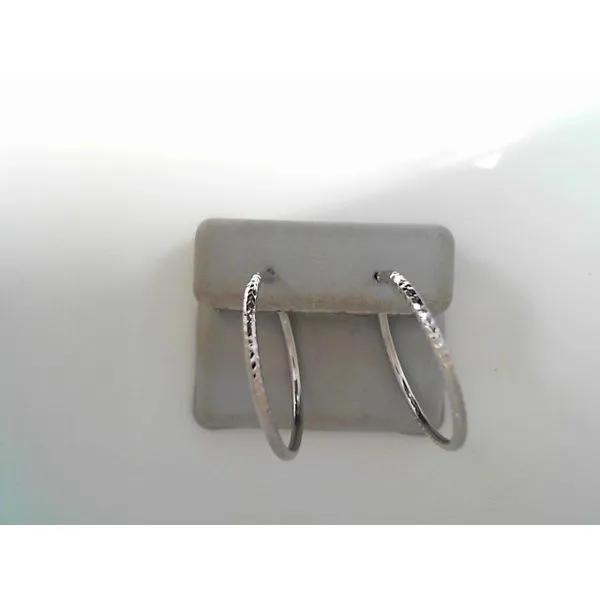White 10 Karat Diamond Cut Hoop Earrings Tennies Jewelry Appleton, WI