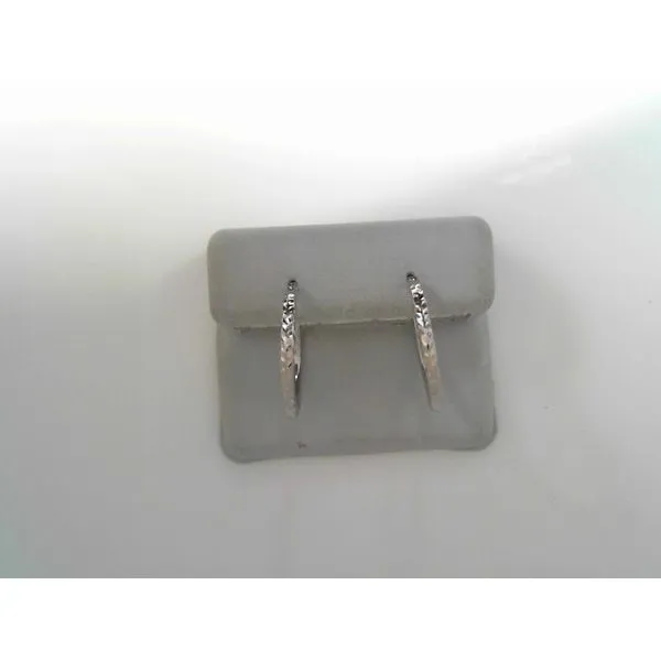 White 10 Karat Diamond Cut Hoop Earrings Tennies Jewelry Appleton, WI