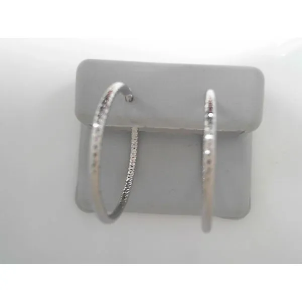 White 14 Karat Diamond Cut Hoop Earrings Tennies Jewelry Appleton, WI
