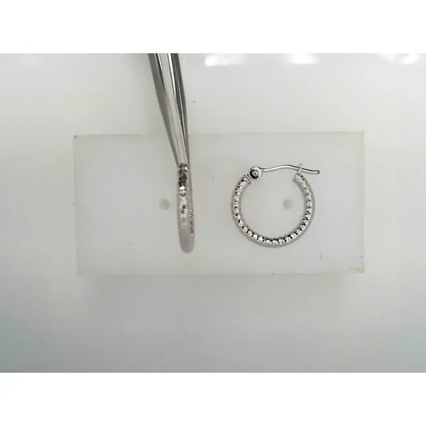 14K White Gold Diamond Cut Small Hoop Earrings Tennies Jewelry Appleton, WI