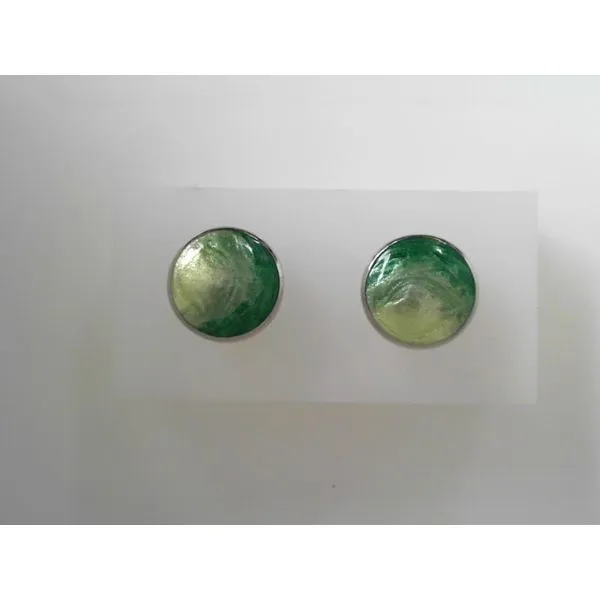 Sterling Silver Green Ombre Disc Earrings Tennies Jewelry Appleton, WI