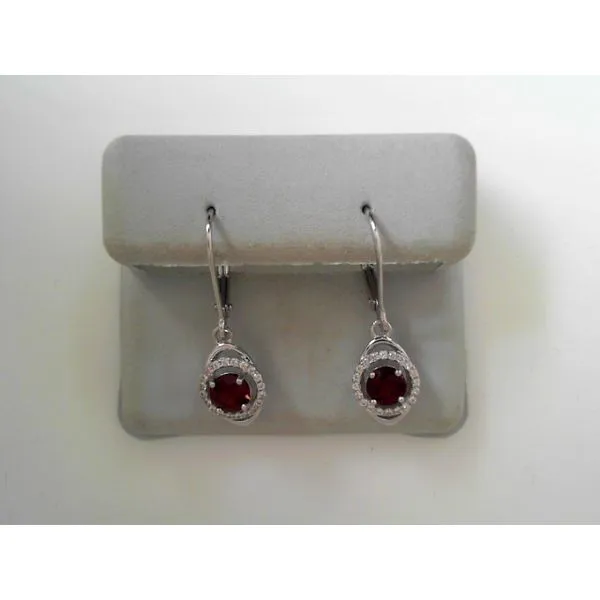 Sterling Silver Garnet and White Topaz Drop Earrings Tennies Jewelry Appleton, WI