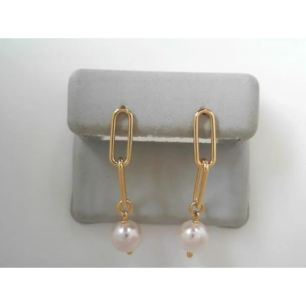 Paperclip Stud with Pearl Dangle Earrings Tennies Jewelry Appleton, WI