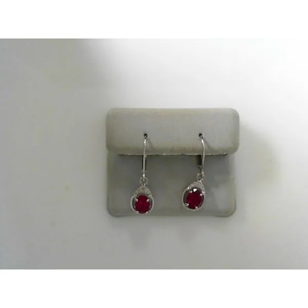 Sterling Silver Lever Earrings with Rubys and White Topazs Tennies Jewelry Appleton, WI