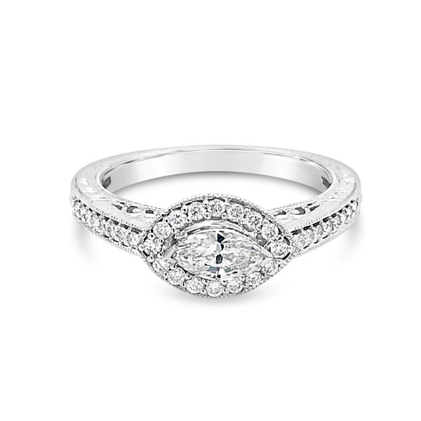 14K White Gold Marquise Halo Diamond Engagement Ring Texas Gold Connection Greenville, TX