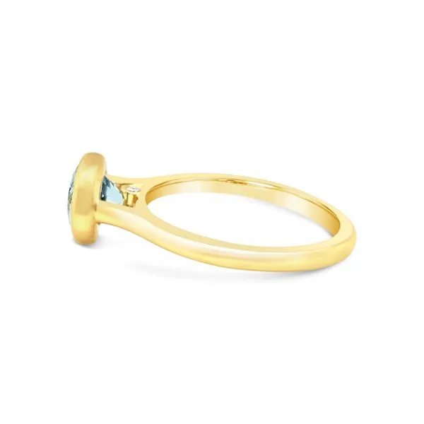 14K Yellow Gold Bezel Set Aquamarine Engagement Ring Image 3 Texas Gold Connection Greenville, TX