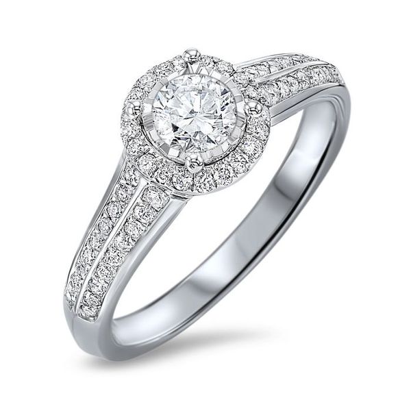 14K White Gold Diamond Halo Engagement Ring Texas Gold Connection Greenville, TX