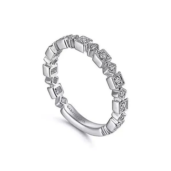 14K White Gold Geometric Diamond Stackable Ring Image 3 Texas Gold Connection Greenville, TX