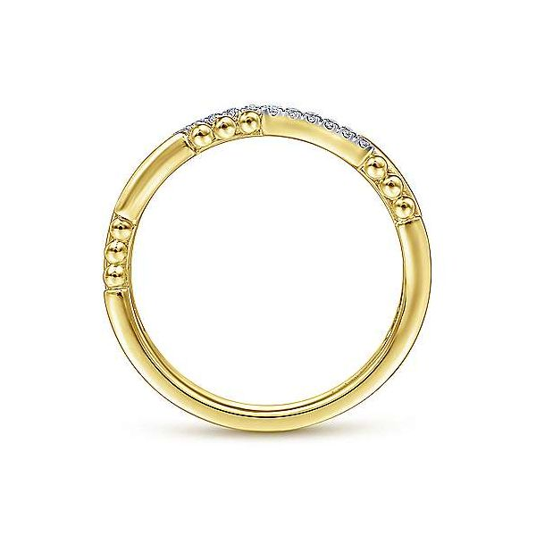 14K Yellow Gold Segmented Beaded Diamond Stackable Ring Image 2 Texas Gold Connection Greenville, TX