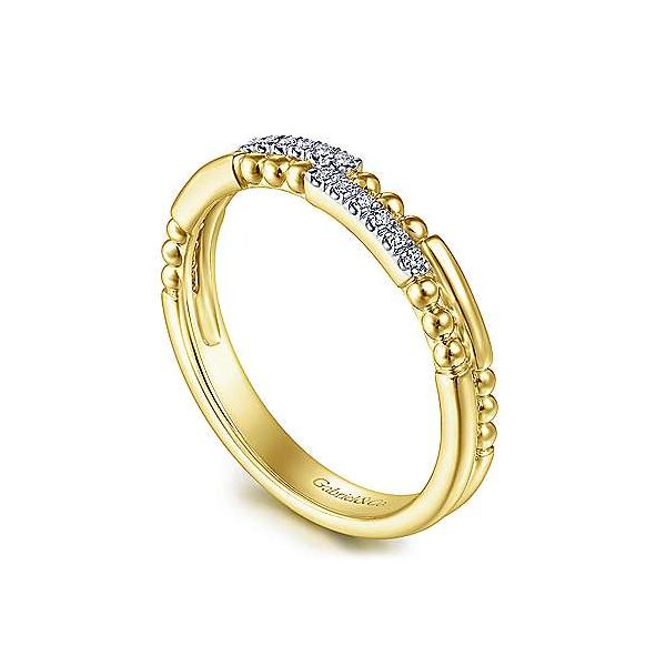 14K Yellow Gold Segmented Beaded Diamond Stackable Ring Image 3 Texas Gold Connection Greenville, TX