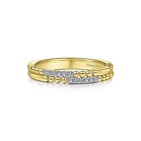 14K Yellow Gold Segmented Beaded Diamond Stackable Ring Texas Gold Connection Greenville, TX