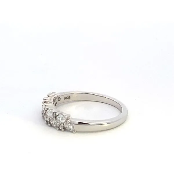 14K White Gold Wedding Band With Pear and Round Diamonds Image 2 Texas Gold Connection Greenville, TX
