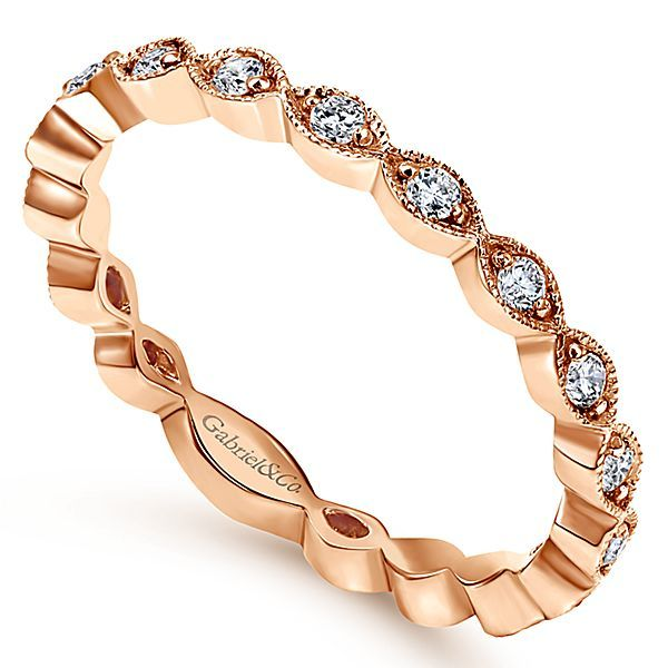 14K Rose Gold Marquise Station Diamond Stackable Ring Image 3 Texas Gold Connection Greenville, TX