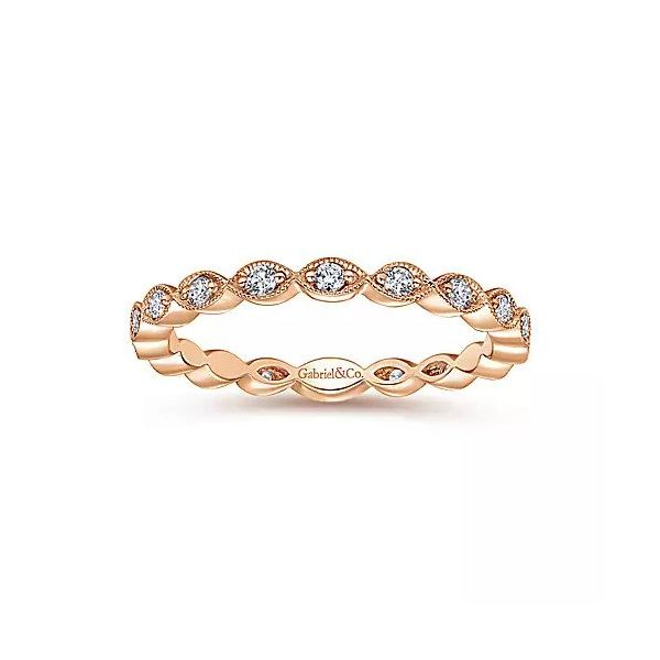 14K Rose Gold Marquise Station Diamond Stackable Ring Image 4 Texas Gold Connection Greenville, TX