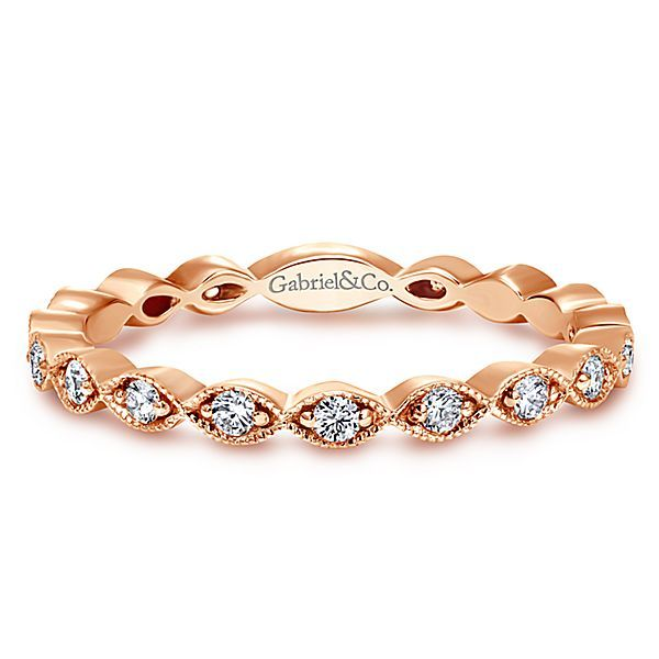 14K Rose Gold Marquise Station Diamond Stackable Ring Texas Gold Connection Greenville, TX