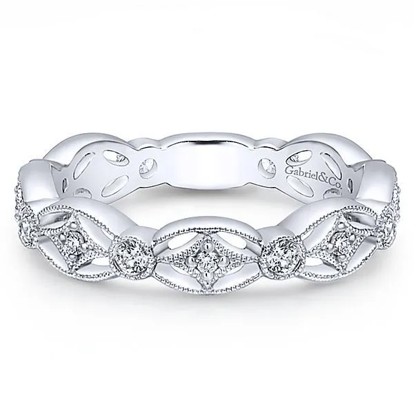 14K White Gold Intricate Cutout Stackable Diamond Ring Texas Gold Connection Greenville, TX