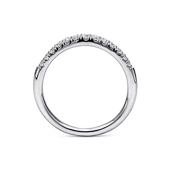 Curved 14K White Gold French Pave Diamond Wedding Band Image 2 Texas Gold Connection Greenville, TX