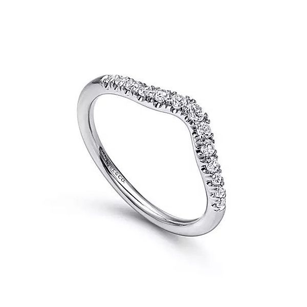 Curved 14K White Gold French Pave Diamond Wedding Band Image 3 Texas Gold Connection Greenville, TX