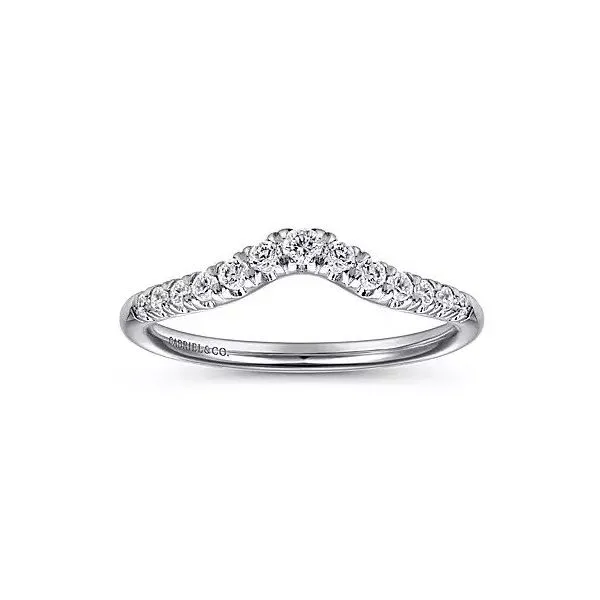 Curved 14K White Gold French Pave Diamond Wedding Band Image 4 Texas Gold Connection Greenville, TX