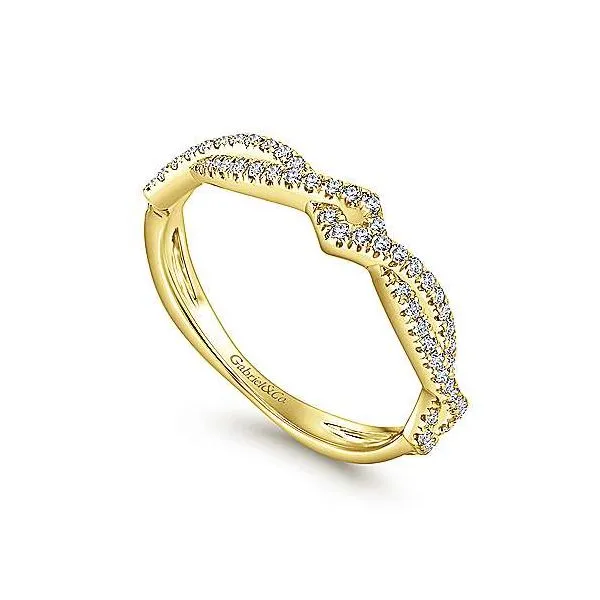 14K Yellow Gold Twisted Diamond Stackable Ring Image 3 Texas Gold Connection Greenville, TX