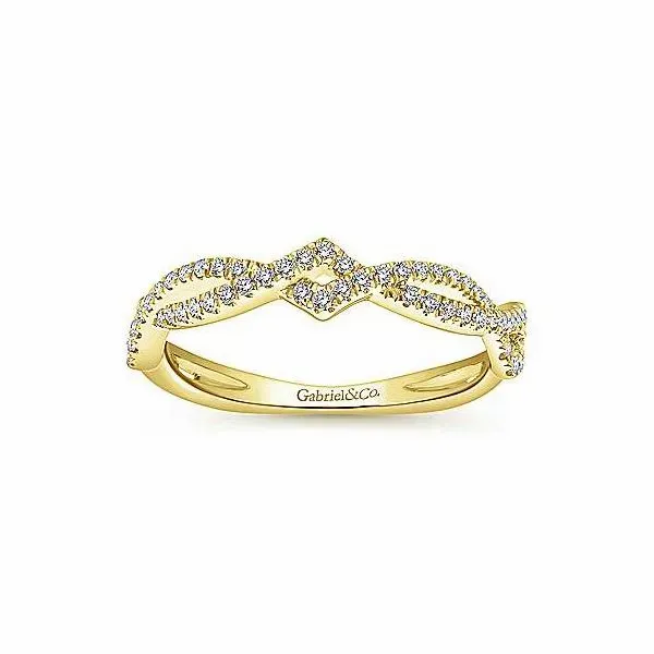 14K Yellow Gold Twisted Diamond Stackable Ring Image 4 Texas Gold Connection Greenville, TX