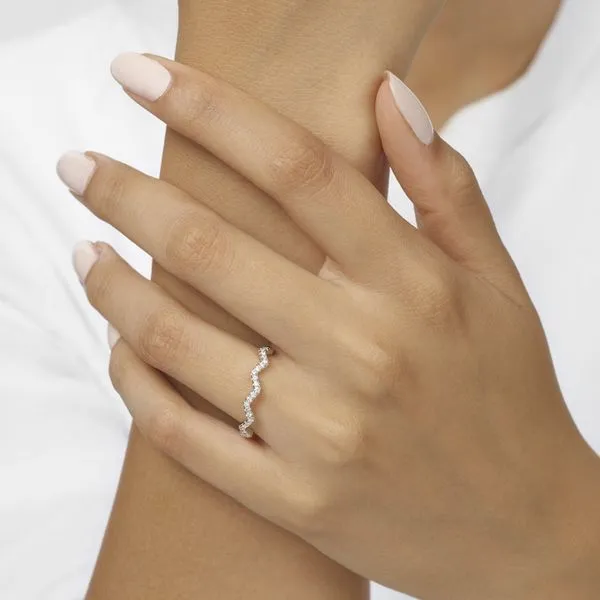 14K White Gold Zigzag Diamond Wedding Band Image 2 Texas Gold Connection Greenville, TX