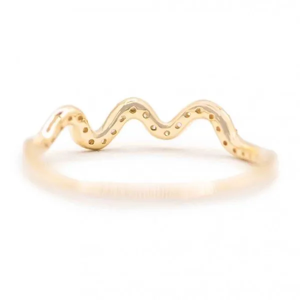 14K Yellow Gold Single Wave Accent Ring With 0.17Tw Diamonds Image 3 Texas Gold Connection greenville, TX
