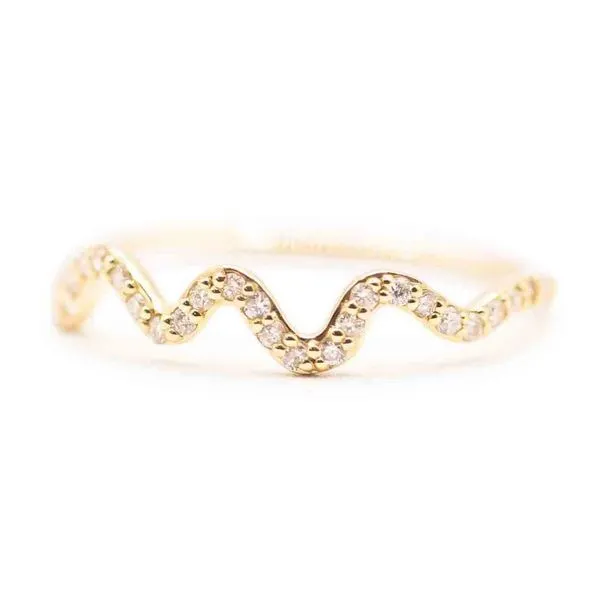 14K Yellow Gold Single Wave Accent Ring With 0.17Tw Diamonds Texas Gold Connection greenville, TX