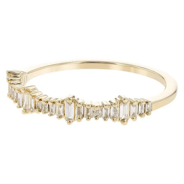 Lady's Yellow 14K Half Anniversary Wedding Band Size 7 With 0.20Tw Baguette Diamonds Image 2 Texas Gold Connection greenville, TX