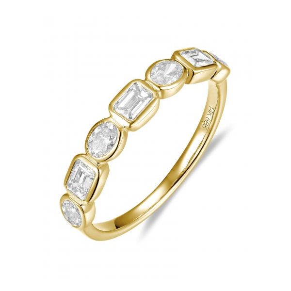 Yellow 14K Wedding Band Size 6.5 With 0.43Twt Emerald Diamonds And 0.34Twt Oval Diamonds Texas Gold Connection greenville, TX