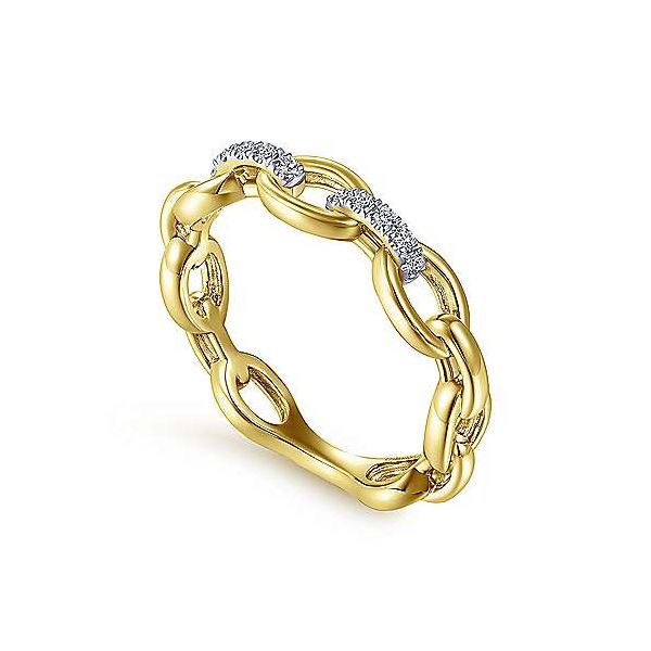 14K Yellow Gold Chainlink Diamond Ring Image 2 Texas Gold Connection Greenville, TX